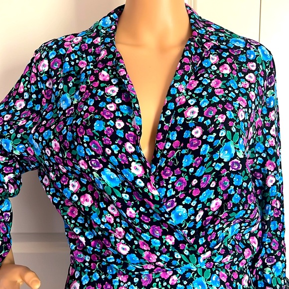 New Zara Floral Print V-Neck Satin Effect Wrap Mini Dress - Picture 11 of 13